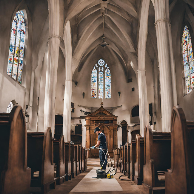 Person Cleaning a Church in Palm Beach County, FL